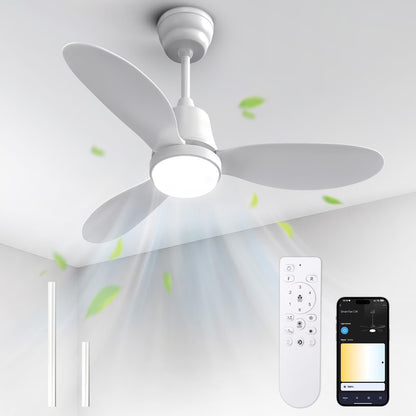 Ceiling Fans with Lights and Remote & App Control,36 Inch Modern Ceiling Fans,3 Reversible Blades Dimmable Noiseless, for Bedroom Kitchen Patio,Black