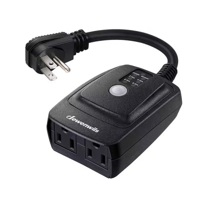 Outdoor Light Countdown Timer Waterproof with 2-Grounded Outlets for Outdoor Lighting-Black