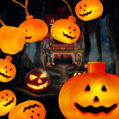 Halloween Lights, 20Ft 40 LED Orange Pumpkin String Lights, 8 Modes Pumpkin Lantern Halloween Decorations Indoor Outdoor