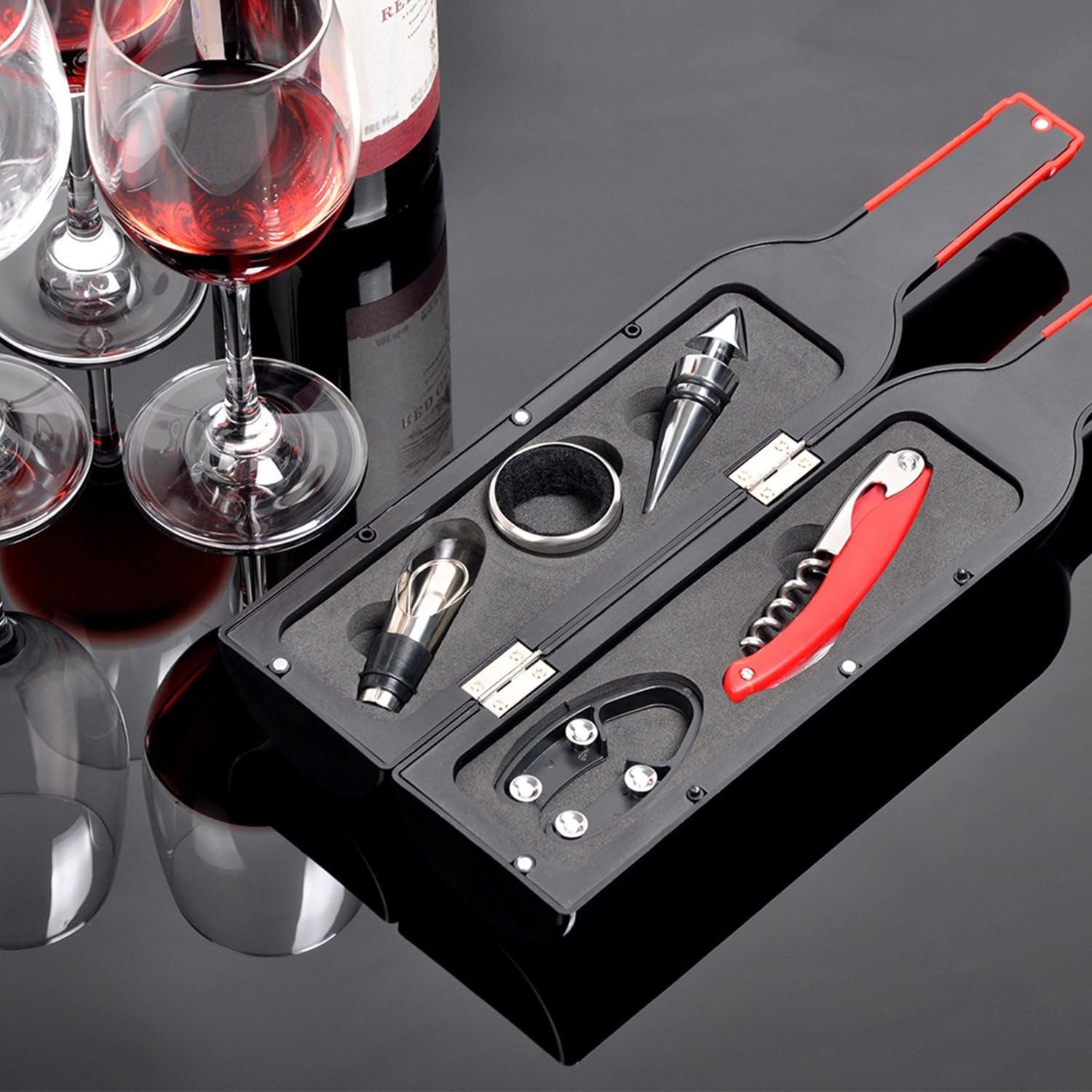 Deluxe Wine Accessories Gift Set - 5-Piece Corkscrew Opener Set in Elegant Gift Box