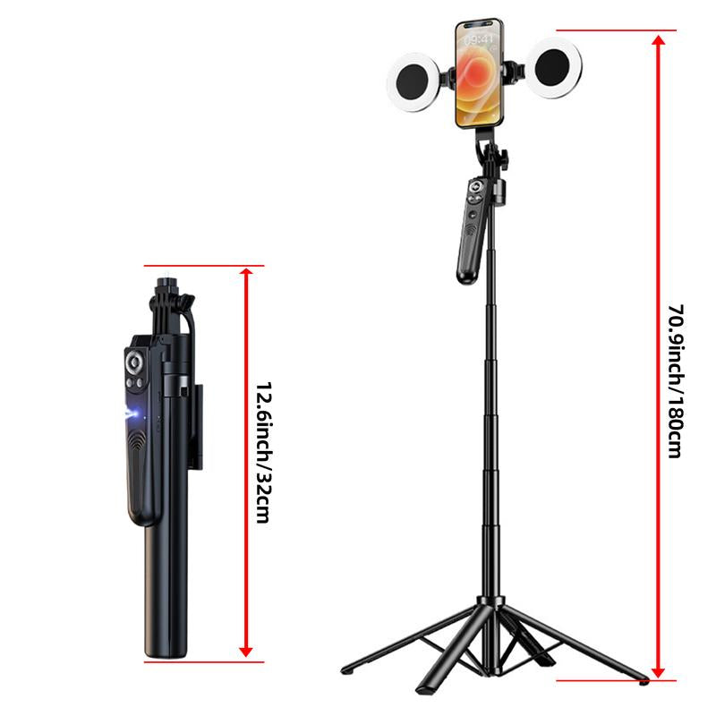 70" Smart AI Facial Recognition Phone Tripod,360 Rotation Travel Selfie Stick Stand,Face Tracking Phone Tripod with Light and Remote, Selfie Stick for Video Recording & Tiktok Live Streaming & Content Creator