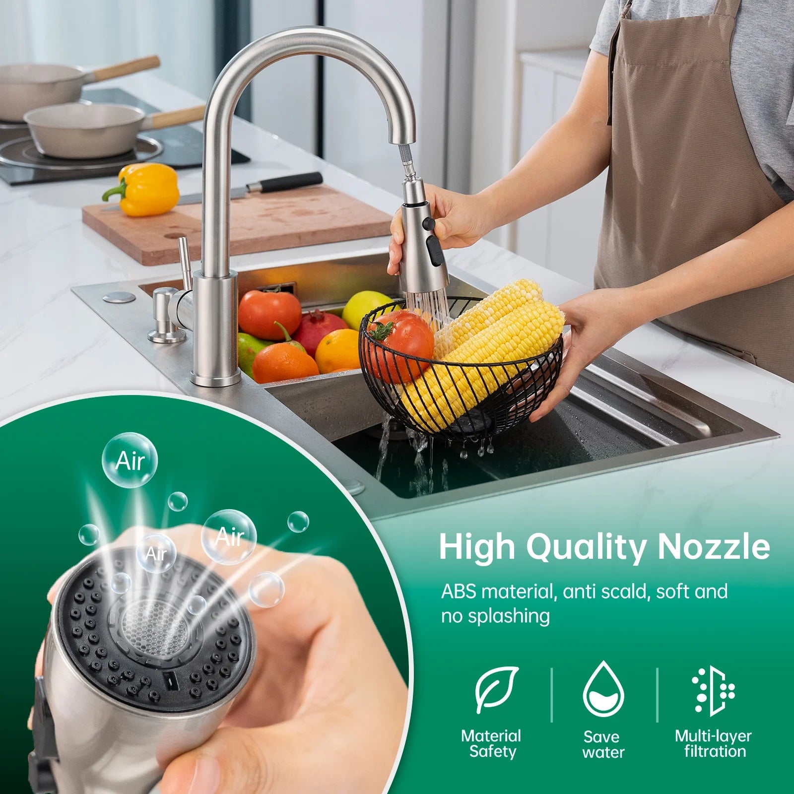 Stainless Steel Brushed Nickel High Arch Kitchen Faucet