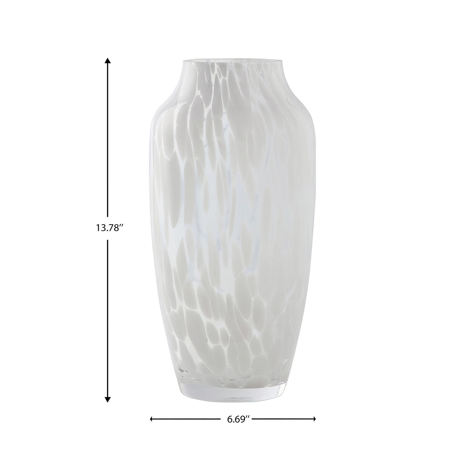 13'' Tall White Painted Glass Bouquet Vase