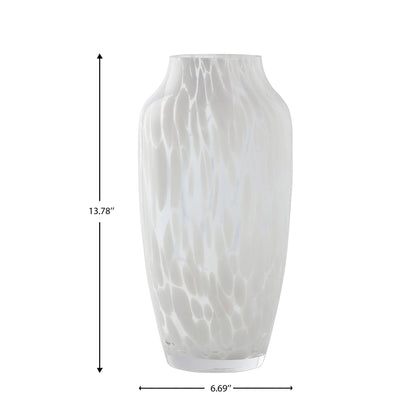 13'' Tall White Painted Glass Bouquet Vase