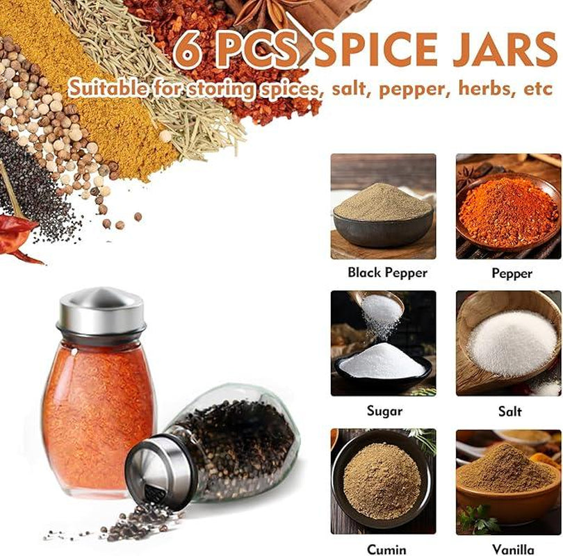 Double Layer Rotating Spice Rack360°Spice Rack Organizer Revolving Spice Rack,- Rotating Holder with 12 Glass Bottles Kitchen Seasoning Organizer Storage Canister Plastic Stainless