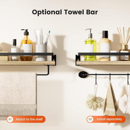 Bathroom Shelves with Towel Bar Floating Wall for Bathroom/Livin
