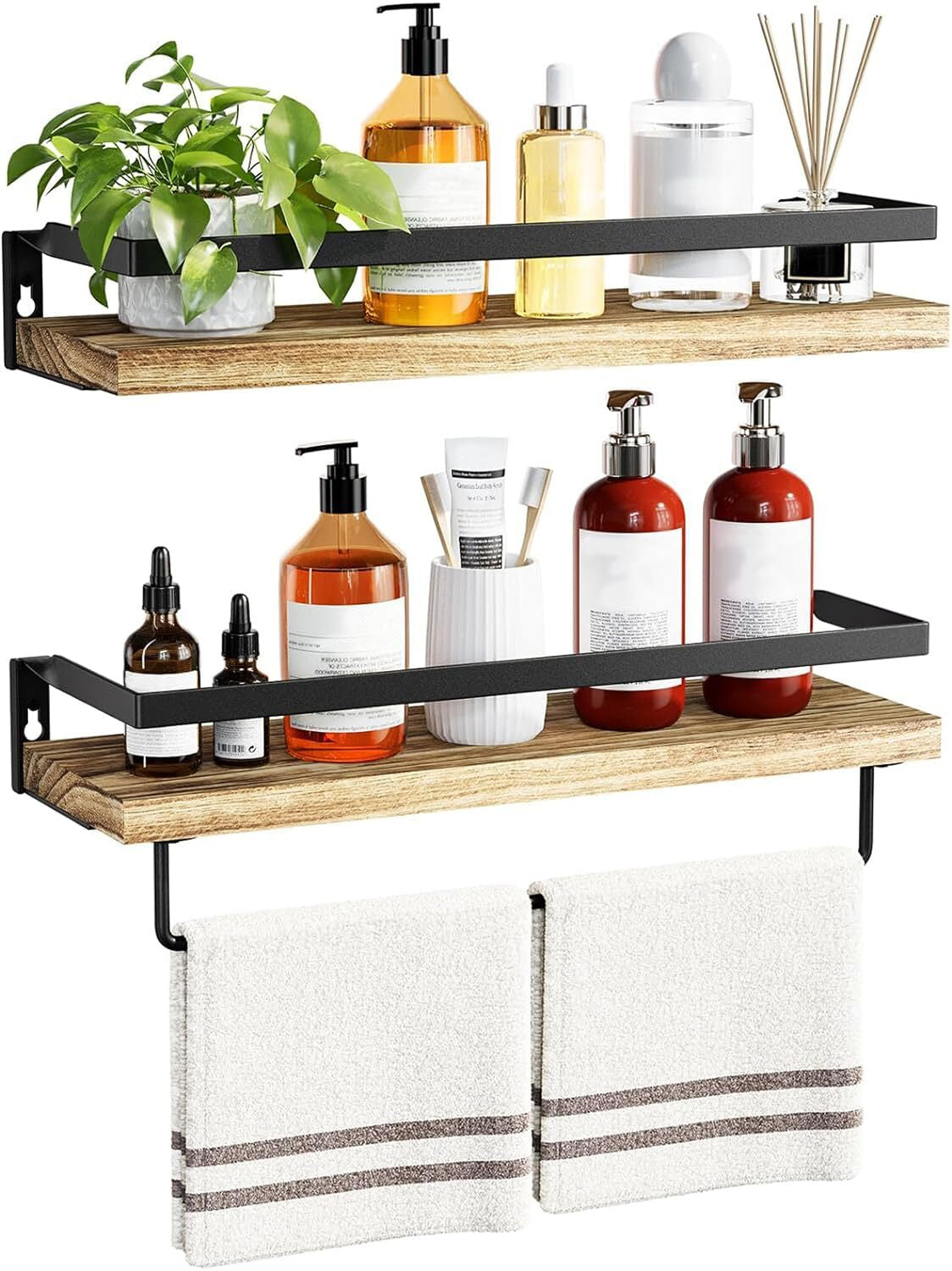 Bathroom Shelves with Towel Bar Floating Wall for Bathroom/Livin