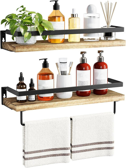 Bathroom Shelves with Towel Bar Floating Wall for Bathroom/Livin