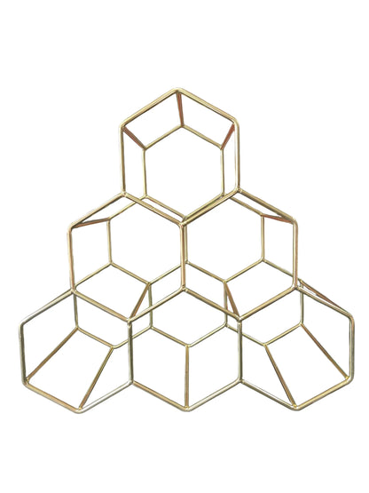 Metal Wine Racks | 6 Bottle Free Standing Wine Bottle Holder | Tabletop Cabinet Wine Rack | Modern Design Light Weight for Wine Lovers, Gold - 6 Bottle