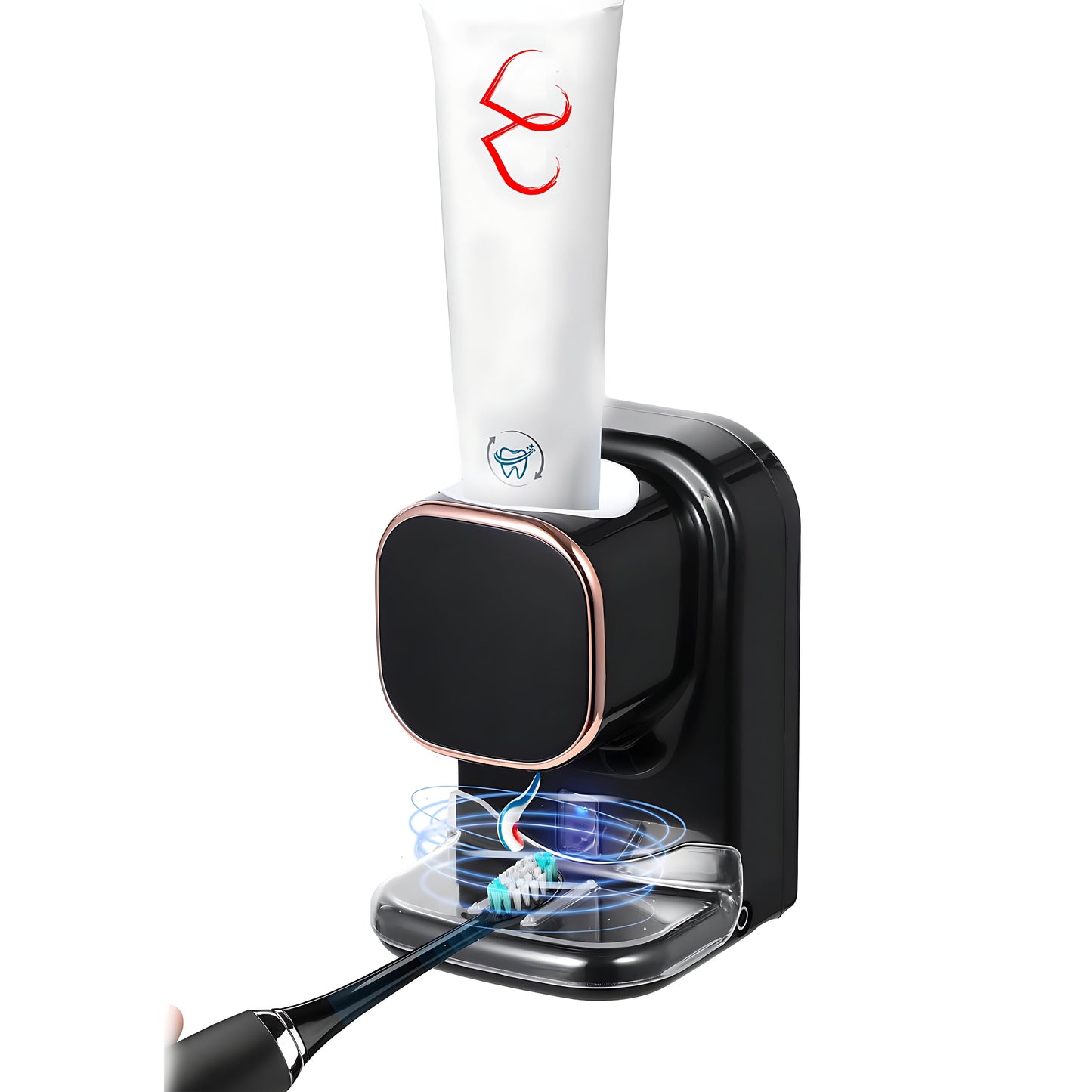 Toothpaste Dispenser,Wall Mounted Automatic Toothpaste Dispenser for Kids and Adults Shower, Is Wall Mount Bathroom Accessories with Super Sticky Suction Pad,Black