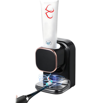 Toothpaste Dispenser,Wall Mounted Automatic Toothpaste Dispenser for Kids and Adults Shower, Is Wall Mount Bathroom Accessories with Super Sticky Suction Pad,Black