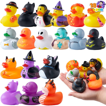 18 Pcs Halloween Rubber Ducks, Mini Duckies Bathtub, Halloween Jeep Ducks