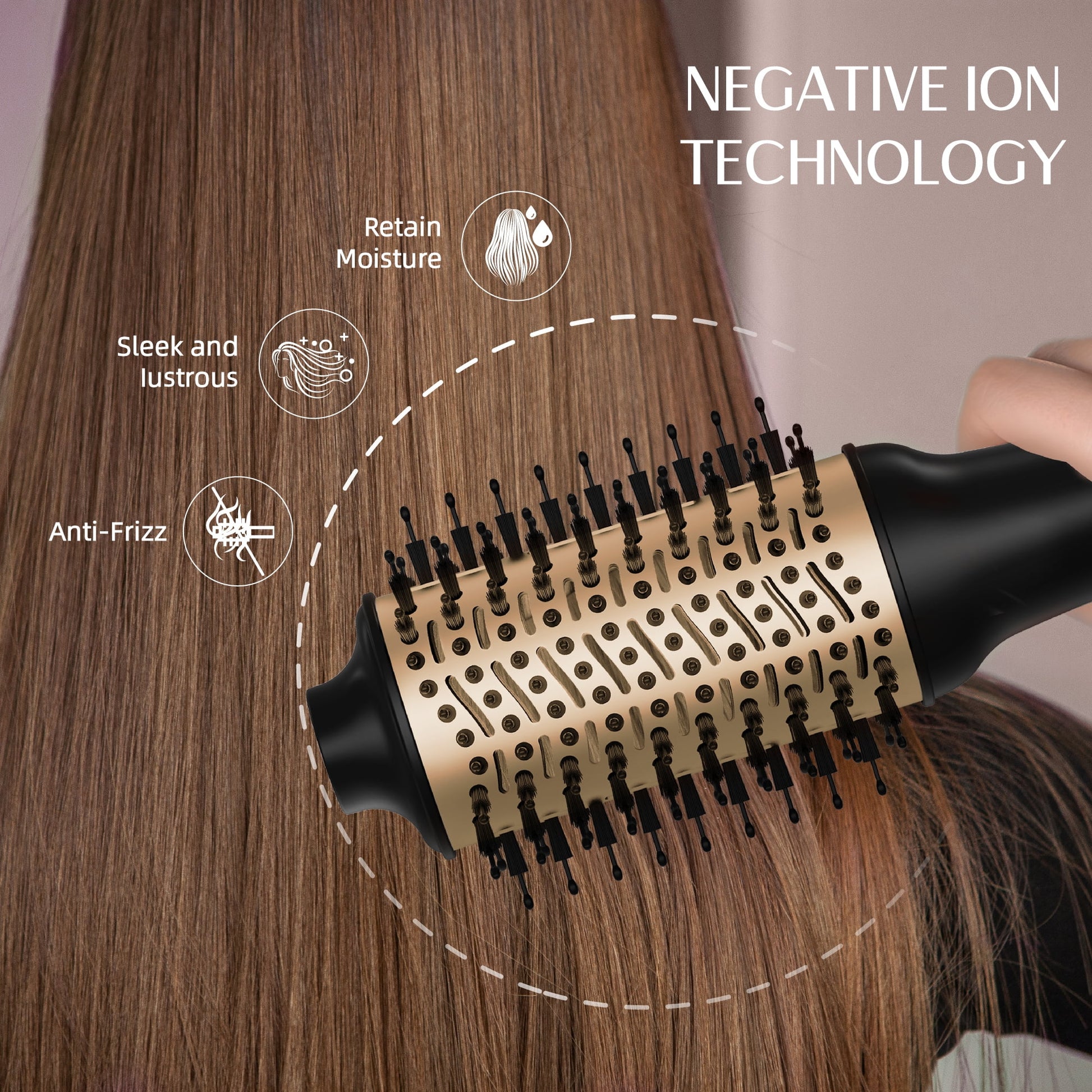 Hair Dryer Brush, Hot Air Brush Digital Display, Blowout Brush Ceramic Barrel, Heated Brush