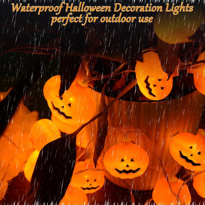 Halloween Lights, 20Ft 40 LED Orange Pumpkin String Lights, 8 Modes Pumpkin Lantern Halloween Decorations Indoor Outdoor