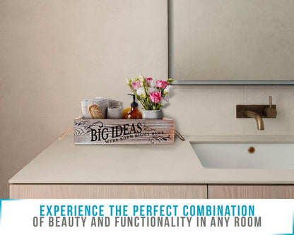 Bathroom Decor Box, 2 Sides with Funny Sayings -Perfect for Farmhouse Bathroom Decor, Rustic Bathroom Decor, Funny Toilet Paper Holder - Rustic White