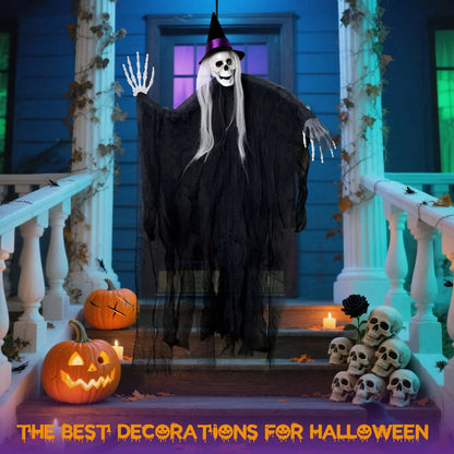 3Pcs Halloween Hanging Ghosts, Halloween Decorations Outdoor Indoor Scary Skeleton Ghosts, Haunted House Props