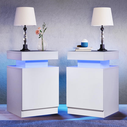 Juego De 2 Mesitas De Noche Con Luces LED Mesas De Noche Para Dormitorio Oferta