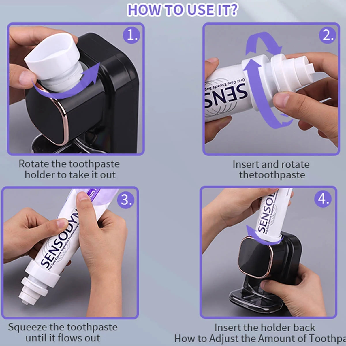 Toothpaste Dispenser,Wall Mounted Automatic Toothpaste Dispenser for Kids and Adults Shower, Is Wall Mount Bathroom Accessories with Super Sticky Suction Pad,Black