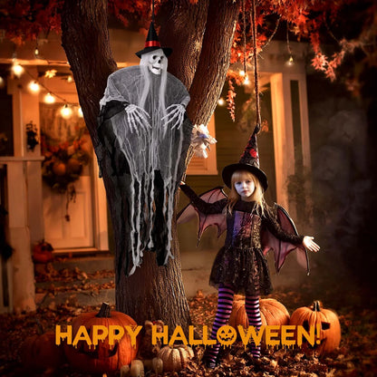 3Pcs Halloween Hanging Ghosts, Halloween Decorations Outdoor Indoor Scary Skeleton Ghosts, Haunted House Props