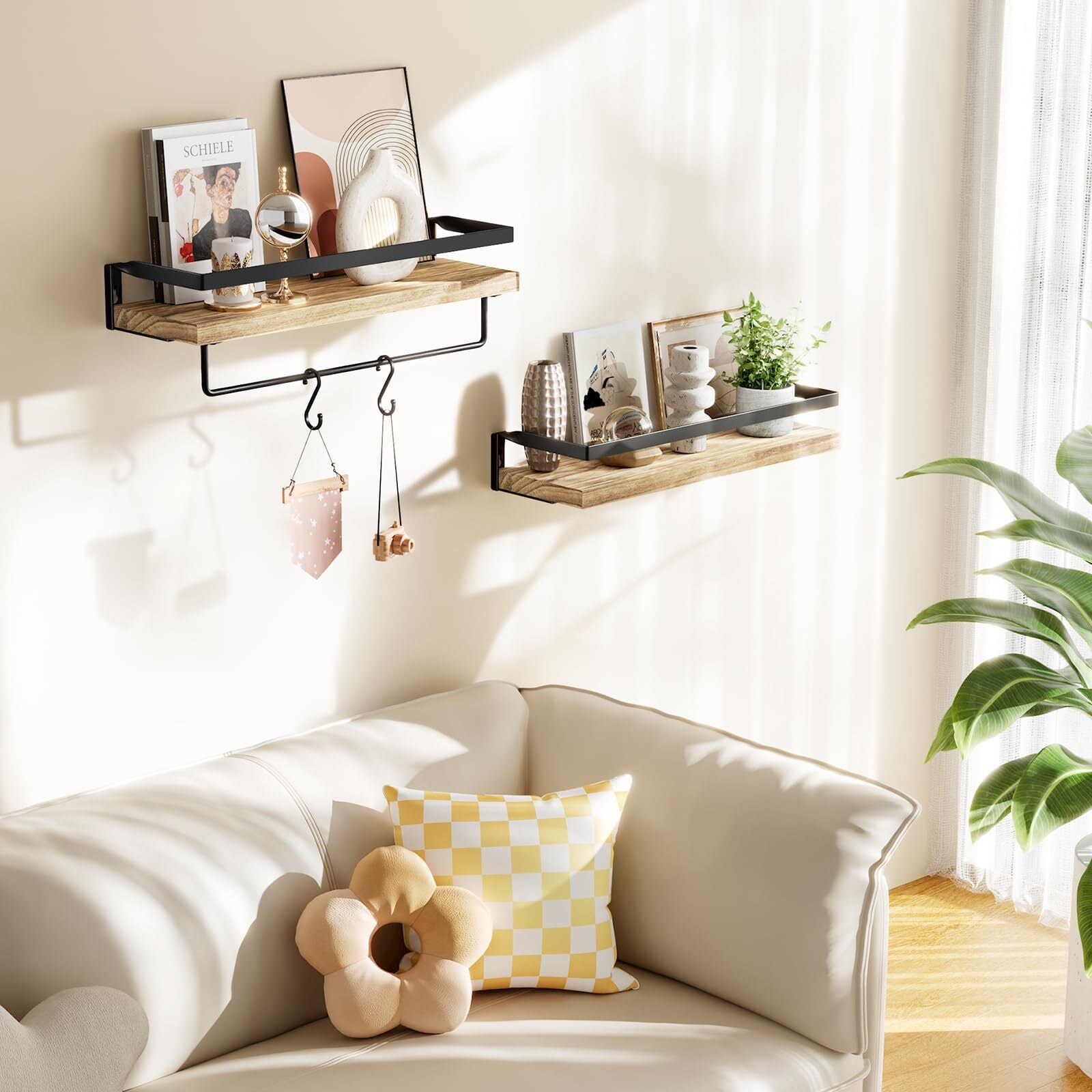 Bathroom Shelves with Towel Bar Floating Wall for Bathroom/Livin
