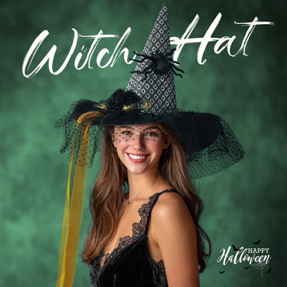 Halloween Witch Hats for Women with Lamp Cosplay Party Halloween Costume Accessory Black