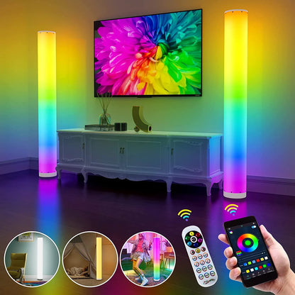 RGB Dimmable Floor Lamp with White Shade