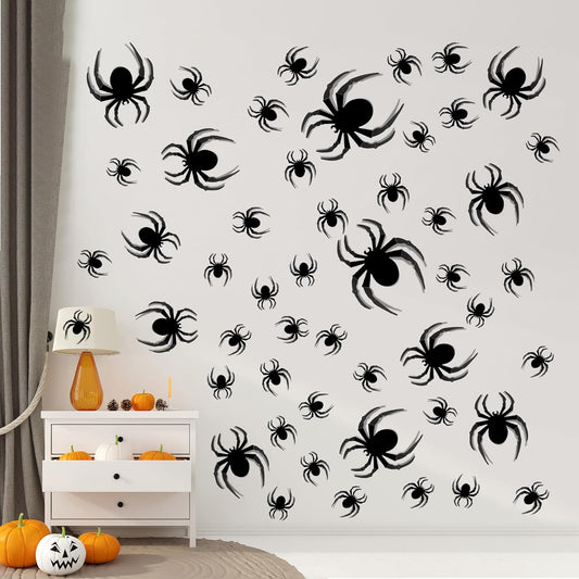 60 Pcs Halloween Decor Indoor,3D Spider Web Decoration,Halloween Decorations Stickers,Wall Decorations DIY Party Supplies,Indoor Outdoor Scary Spider Decor for Home Wall Window Decals