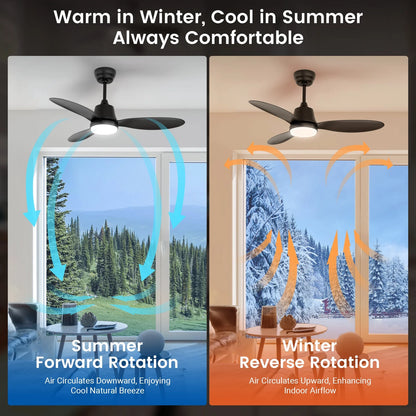 Ceiling Fans with Lights and Remote & App Control,36 Inch Modern Ceiling Fans,3 Reversible Blades Dimmable Noiseless, for Bedroom Kitchen Patio,Black