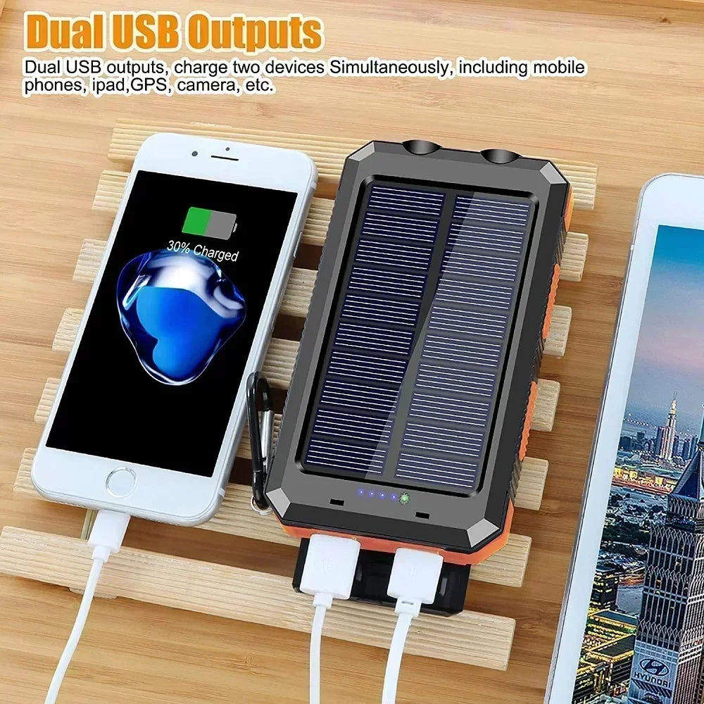 200000Mah Solar Power Bank Waterproof Large Capacity Powerbank Fast Charging External Battery with SOS for Iphone Samsung Xiaomi