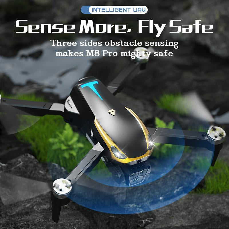 Ultimate M8 PRO FPV Drone 2025 4K UHD Stabilized Camera 5G Wifi Brushless Motors Optical Flow Auto Return Intelligent Aerial Photography with Three Sides Obstacle Sensing & Omnidirectional Guard Flight