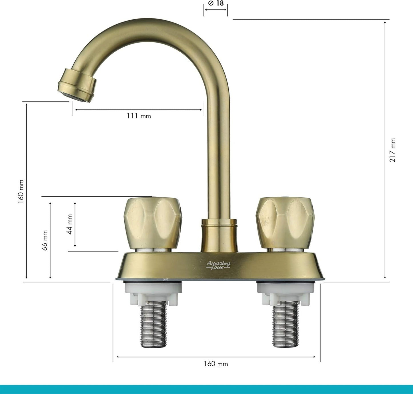 Bathroom Faucets 4 Inch Centerset Bathroom Faucet 2 Handle Faucet for Bathroom Sink with 2 and 3 Hole, Lead-Free Faucets for Bathroom Sink Vanity Rv Sink Faucet, Brushed Gold