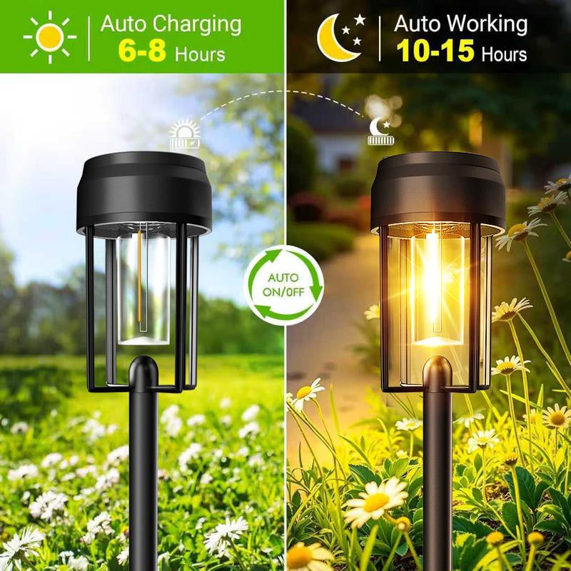 Nofibuk Upgrade Solar Pathway Lights,Brighter Outdoor Garden Lights Solar Powered Auto On/Off & Waterproof 3000K for Yard Driveway Walkway Garden Patio Backyard Fence Lawn Landscape Sidewalk Halloween Christmas Path Lighting