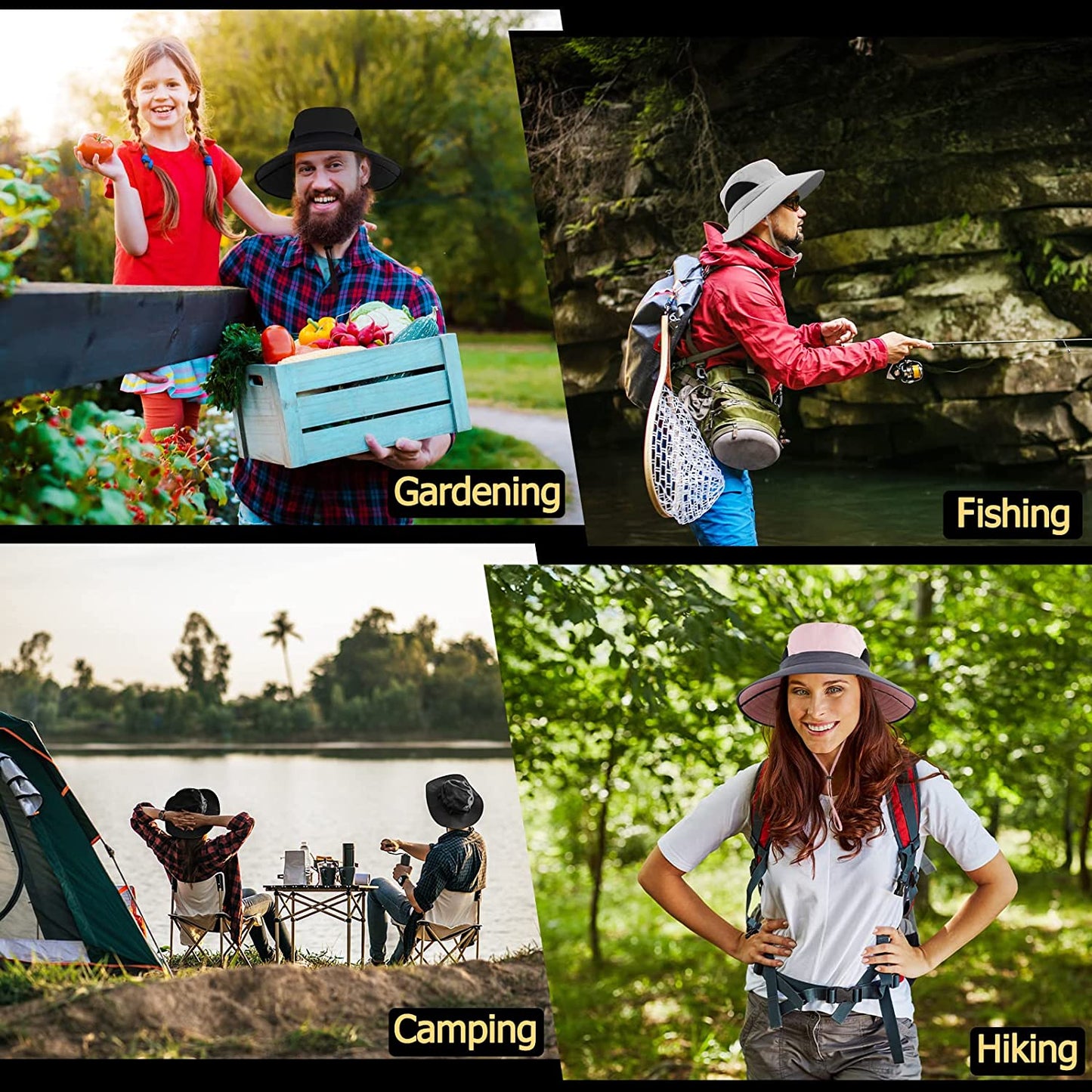 Womens Sun Hat UV Protection, Foldable Mesh Waterproof Wide Brim Bucket Hats for Summer Beach Fishing Hiking