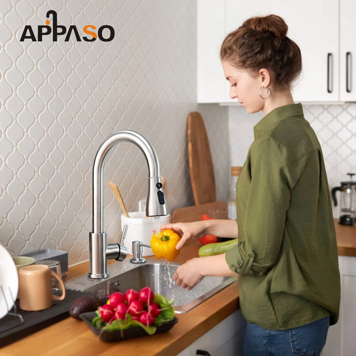 Stainless Steel Brushed Nickel High Arch Kitchen Faucet